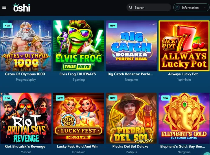 Oshi Pokies games